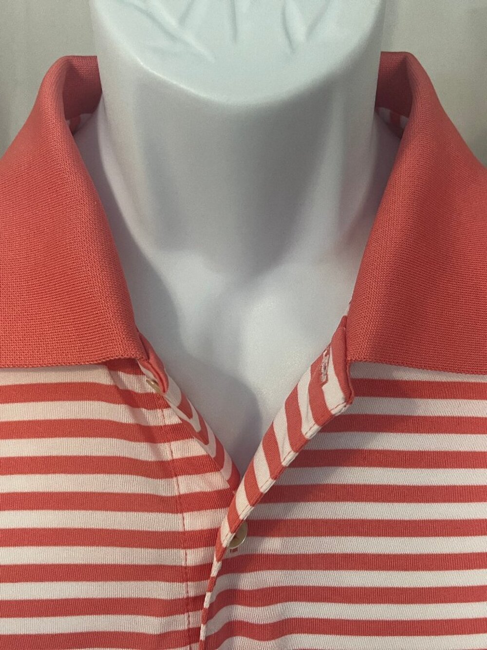 ⛳ Peter Millar Men’s Coral White Striped Summer Comfort Golf Polo Shirt XL EUC ⛳